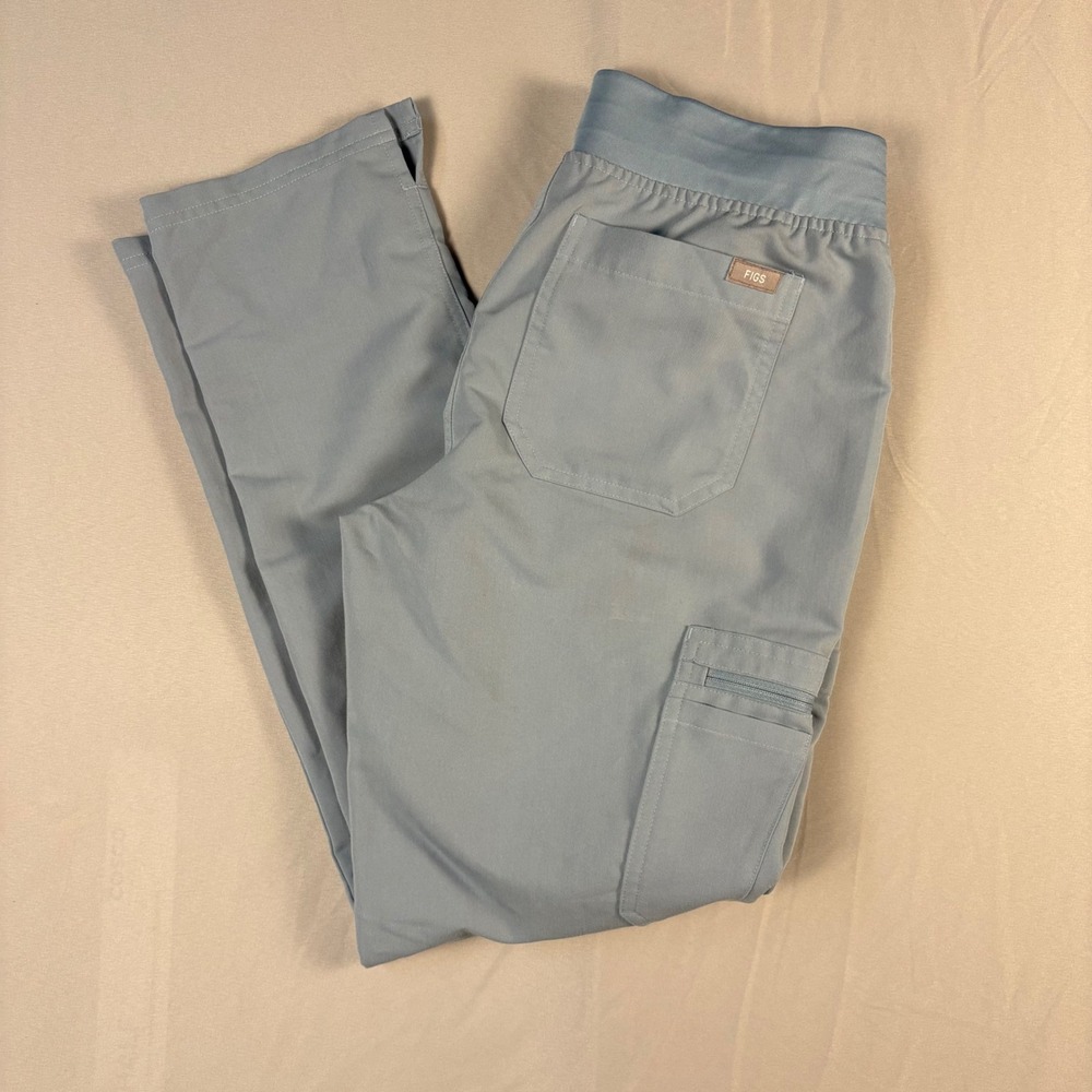 FIGS Yola High Rise Slim Scrub Pants Small Blue Gray